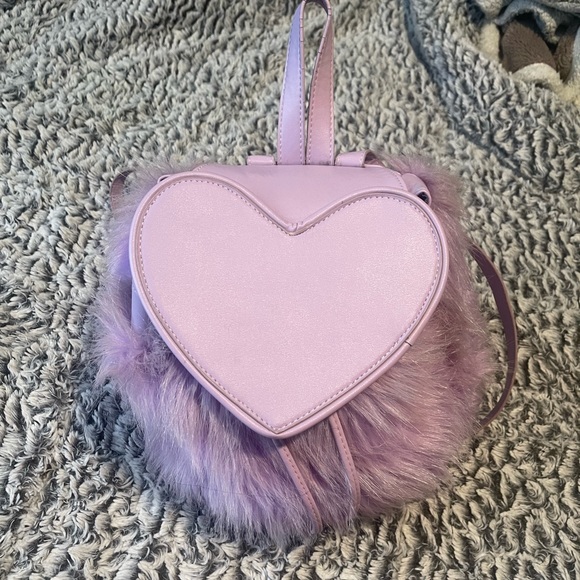 Sugar Thrillz Purple Fuzzy Heart Bag - Picture 2 of 3